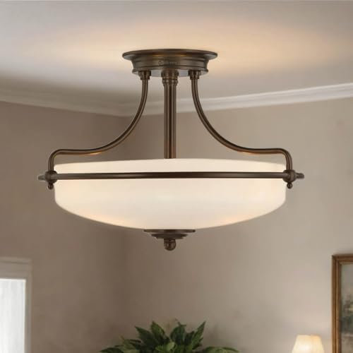 Licht-Erlebnisse Stilvolle Deckenleuchte ASPERO in Bronze Creme Jugendstil Ø43cm 3-flmg Design Lampe Esszimmer Wohnzimmer