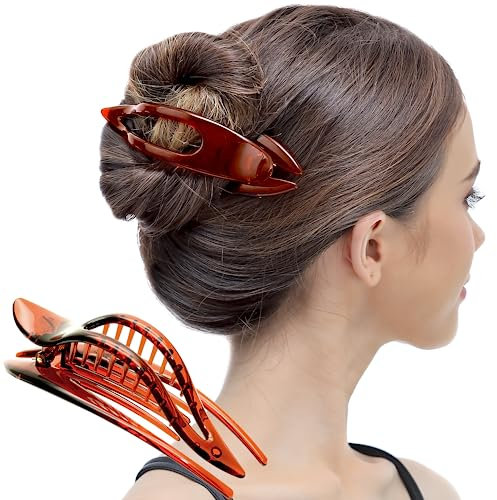 RC ROCHE 1 Stück Haarspange Haarklammer Französisch Geschwungen für Damen Mädchen Fester Halt Ohne Rutschen Hochwertig Haare Hochstecken, Groß Braun