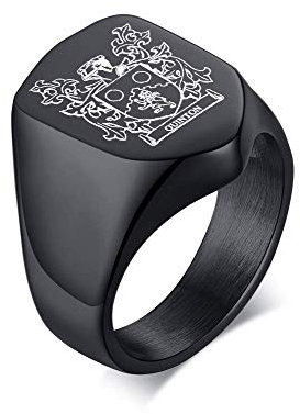 VNOX Benutzerdefinierte personalisierte Familienwappen/Logo/National Emblem/Siegelschild Ring Siegelring Edelstahlring für Männer,Geschenk zum Geburtstag/Vatertag/Valentinstag/Weihnachten