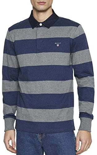 GANT Shirt ORIGINAL Barstripe Heavy Rugger Pullover, Dark Grey Melange, XS