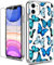 LUHOURI Designed for iPhone 11 Case with Screen Protector - Crystal Acrylic Clear for Women and Girls - Slim Fit Protective Phone Cover 6.1 - Floral Blue Butterflies