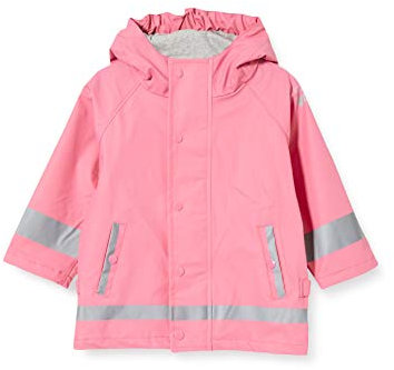 Sterntaler Regenjacke ungefüttert uni - Kinder Regenjacke wasserdicht - Mädchen Jacke mit verschweißten Nähten, Kapuze und reflektierenden Details - robuste Regenbekleidung - himbeerrosa, Größe 80