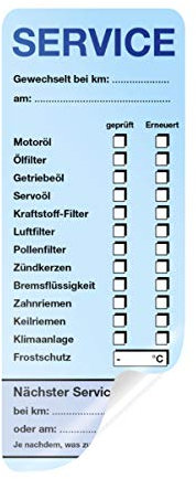 KFZ-Service-Aufkleber groß Blau 1000 Stück Blanko