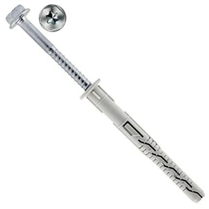 Vis à bois Torx - Cheville d'expansion avec col - Écartement 4 voies - 12 x 300 mm.