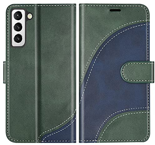 BoxTii Coque pour Galaxy S21 Plus, Portefeuille Etui en Cuir PU, Magnétique Protection Housse Coque pour Samsung Galaxy S21 Plus, Vert