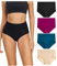 wirarpa Unterhosen Damen Baumwolle Frauen Unterwäsche Hohe Taille Slips Hoher Taillenslip 4er Pack Schwarz Tiefrot Teal Beige Größe XX-Large (50/52/54)