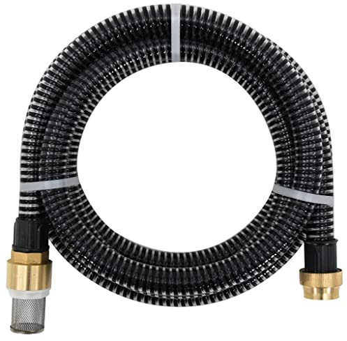 vidaXL Tuyau d'Aspiration avec Raccords en Laiton Pompe de Jardin Tuyau d'Arrosage Installations d'Eau Domestique Filtres à Eau Noir 1,1 15 m PVC