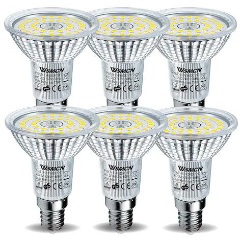 WSMCN E14 LED Lampen Kaltweiß, 6,5W Ersetzt 100W Halogen Glühlampe, 6er-Pack, 6000K 770lm Hell Birne Leuchtmittel, Nicht Dimmbar Strahler Glühbirnen, Lichtwinkel 120° Flimmerfrei R50 Reflektorlampen