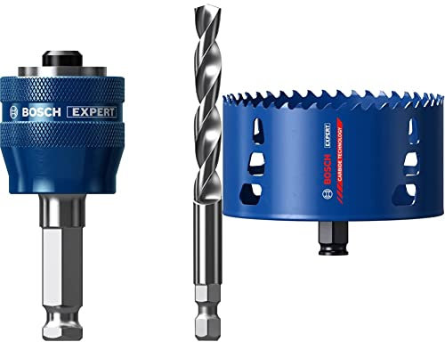 Bosch Professional 1x Expert Power Change Plus Hole Saw System Adapter (Ø 7,15 mm) + 1x Expert Tough Material Hole Saw (for Wood with Metal, Ø 127 mm, Accessories Rotary Impact Drill)