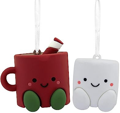 Hallmark Better Together Hot Cocoa and Marshmallow Magnetic Christmas Ornaments, Set of 2 (0001HGO3027)