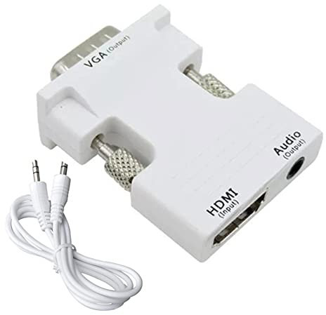 Adaptateur HDMI vers VGA avec câble audio 3,5 mm, convertisseur HDMI vers VGA 1080P 60Hz, adaptateur HDMI femelle vers VGA mâle, de l'ordinateur portable (HDMI) au moniteur TV projecteur (VGA)