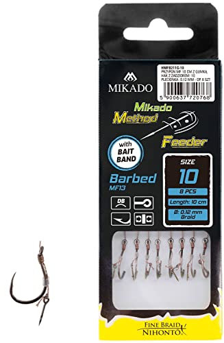 8 Mikado Method Feeder Haken MF13 Rig mit Spike/Nadel Feederhaken geflochtene Schnur (#12)
