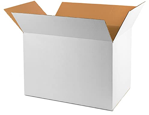 Packung 20 Kartons Farbe Weiß Innenmaße langoxanchoxHöhe in Zentimetern: 60x40x40 cm. Kartons mit Klappen Einzelkanal verstärkt für Versand, Verpackung, Umzug, Geschenk..