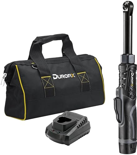 Durofix RW1221-2PGC G12 Lithium-Ion 12V (10.8V) 1/4 Brushless Extended Cordless Ratchet Wrench Power Tool Kit | Tools Set Includes x1 Battery Pack, x1 Charger & Canvas Bag