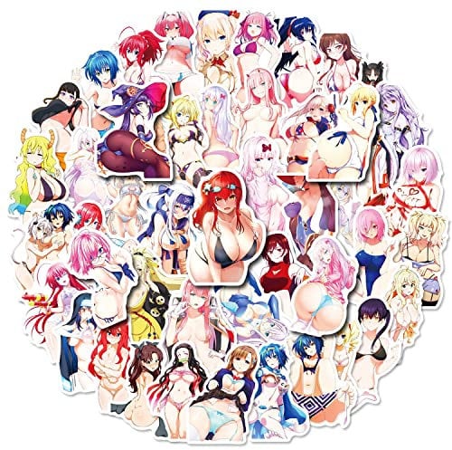 Bilibunny Hydroflask Stickers: 50 Waifu Stickers, Waterproof Vinyl for Computer, Water Bottle, Skateboard, Car, Bike, Luggage
