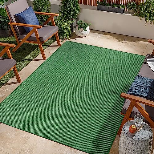 Jimri In- & Outdoor Teppich - Wetterfester Teppich für Balkon, Terrasse, Garten, Wohnzimmer, Küche - Strapazierfähiger Bodenteppich, Widersteht UV-Strahlen & Wasser - Größe 120 x 160 cm, Grün