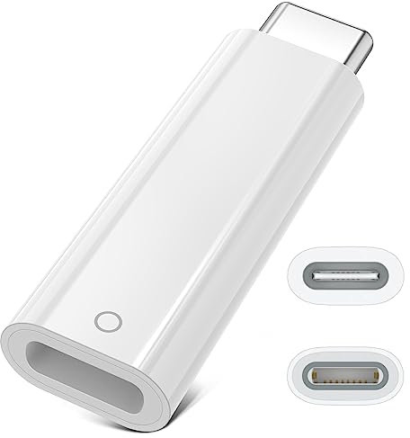 Adaptador USB C a Lightniing Bluetooth para Applle Pencil 1, Adaptadores Auxiliar de Carga Cable Adaptador de Cable Tipo C a Lightniing, Adaptador Macho a Hembra para Pad 10 Generación 2022, SÓLO