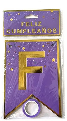 Guirnalda de Feliz Cumpleaños Español- Pancarta Cartel Decoración de Fiesta de Cumpleaños Castellano (Morado)