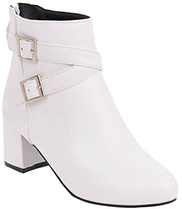 DondPO Stiefeletten Weite H, Gefüttert Schwarz Damenstiefel Kurzstiefel mit Absatz Reißverschluss Niedriger Winterstiefel Damenstiefeletten Stiefeletten Bequeme Weiß Schnürstiefeletten Ankle Boots