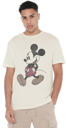 Cotton Soul Mickey Mouse Mickey Mouse & Friends Mickey Wander Mens T Shirt, Natural, Large