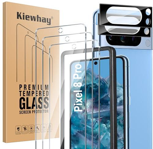 Kiewhay Schutzfolie Kompatibel mit Google Pixel 8 Pro Displayschutzfolie 6,7'', 3x Schutzfolie + 2x Kamera Panzerfolie, [Nicht für Pixel 8] [9H Härte] 99,99% HD Glasfolie - 5 Stück