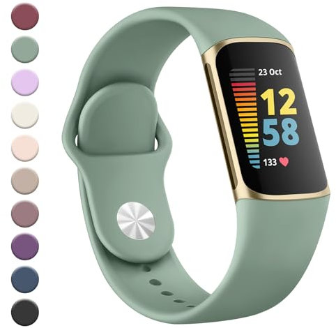 YLK Armband für Fitbit Charge 5 Armband/Fitbit Charge 6 Armband Damen Herren, Verbessertes Silikon Uhrenarmband Sport Verstellbares Ersatzband für Fitbit Charge 5 Armbänder/Charge 6 Armbänder