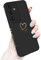 Newseego Handyhülle Samsung Galaxy S24 Plus Hülle für Frauen Mädchen, Gold Herz Muster Weich Flüssigsilikon S24+ Hülle Ultra Dünn Niedlich Herz Rand Kamera Schutzhülle für Samsung S24 Plus-Schwarz