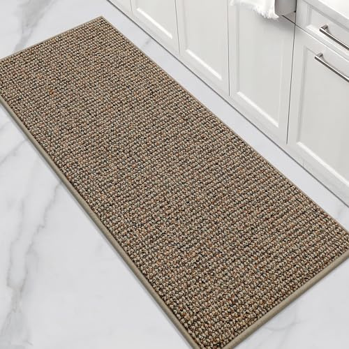 BEQHAUSE Kitchen Runner Rugs 24x60, Non-Slip Kitchen Mats for Floor, Super Absorbent and Stain Resistant Kitchen Rug, Machine Washable Rugs for Kitchen, Hallway, Laundry & Sink, Taupe