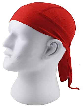 Wisafory Bandana Kopftuch Herren Damen Bandana Cap Laufmütze Fahrrad Kopftuch Pirat Kappe Sommer Kopfbedeckung Kopftücher Atmungsaktiv Sommermütze für Wander Radfahren Fahrrad Motorrad Rot