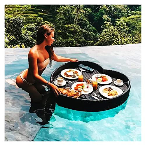 Plateau de service flottant Table de plateau de piscine, plateau de piscine flottant, plateau de service flottant en rotin, bar de table, flotteurs de piscine, plateau flottant pour servir des boisso
