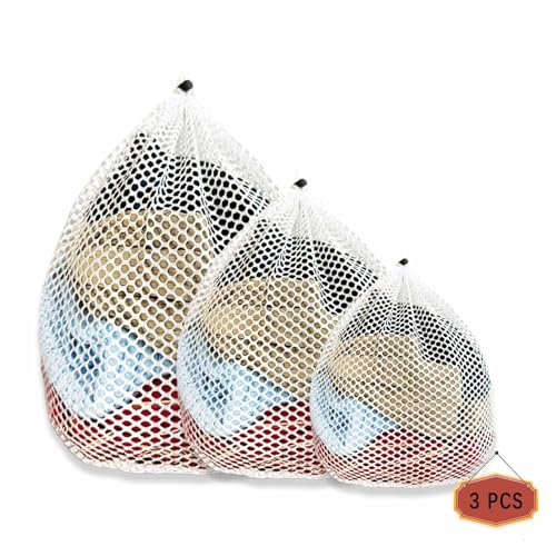 Dmjia® Sacchetti Lavatrice Biancheria 3 Pezzi, Retina per Lavatrice 40 cm - 60 cm 3 Diverse Dimensioni, Sacchetto Lavatrice con coulisse e fibbia di bloccaggio, Molto Resistente