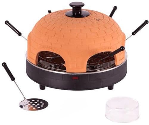 MBCEYLSTUB Forno Elettrico per Pizza per 4-6 Persone, Mini Forno per Pizza, Piano di Lavoro A Cupola in Terracotta, Mini Pizzaiolo in Ceramica Cottura Rapida in 5-7 Minuti,6People