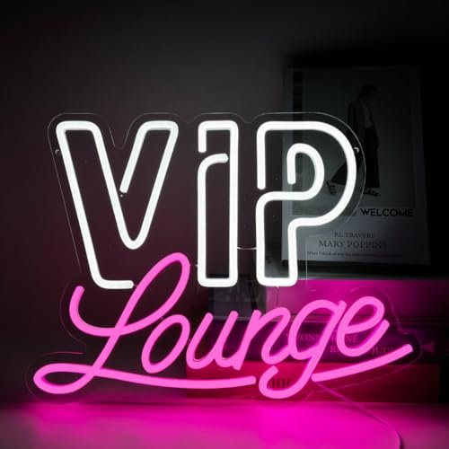 VIP Neon Sign Rose Blanc Enseigne Lumière Néon VIP Lounge Enseignes au Néon pour Décoration de Chambre Lettre Led Allumer Signe Avec USB Alimenté pour Bureau Hôtel Boutique Café Bar