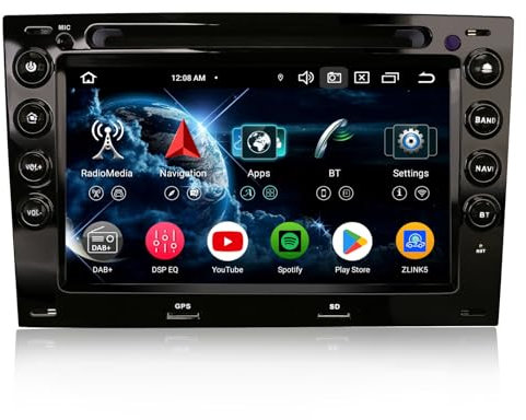 Erisin 7 Pulgadas 8-Núcleo 4GB+64GB Android 13 Radio Coche Bluetooth GPS Navegación para Renault Megane 2 Pantalla táctil CarPlay inalámbrico Android Auto WiFi DSP Dab+ OBD2 CD Player FM Canbus SWC