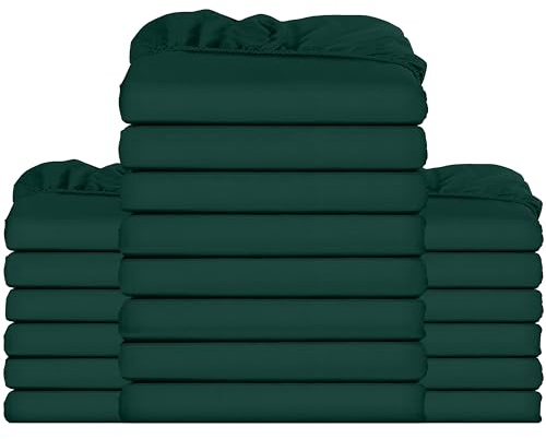 Utopia Bedding Fitted Sheet Bulk Pack of 20 Pieces - Double, Emerald - Deep Pocket - Easy Care Soft Brushed Microfibre Fabric - Shrinkage and Fade Resistant - Bottom Sheet