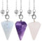 Lot de 3 pendules en cristal améthyste quartz rose clair pour divination pendule pendule cristal pierres précieuses Pendentif Reiki Wicca Witchcraft Supplies