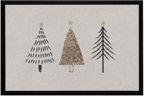 MoonWorks® Fußmatte Winter Bäume Skandi Style Frohe Weihnachten rutschfest & waschbar schwarz schwarz 60x40cm