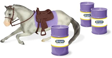 Breyer Horses Freedom Series |Barrel Racing Set | Horse Figurine | 9 L x 7 H | Model #B-FS-10254