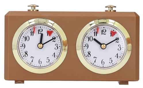 Tissting Temporizador y Reloj de Ajedrez Mecánico Analógico - Cuenta Regresiva Mecánica para Competiciones y Torneos, Diseño Vintage (Bronceado)