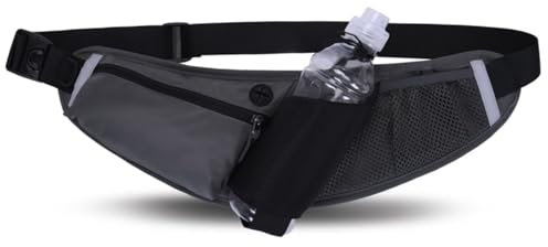 ROSSRORE Unisex Waist Bag, Waterproof Chest Crossbody Bag, Hip Bag with Water Bottle Holder, Suitable for Hiking Mountaineering Running and Cycling Black