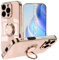 Luxury Kickstand Phone Case for iPhone 12-16, Shock-Absorbent TPU Plastic Ring Holder, Glossy Finish (Rose Gold, iPhone 15 Pro Max)