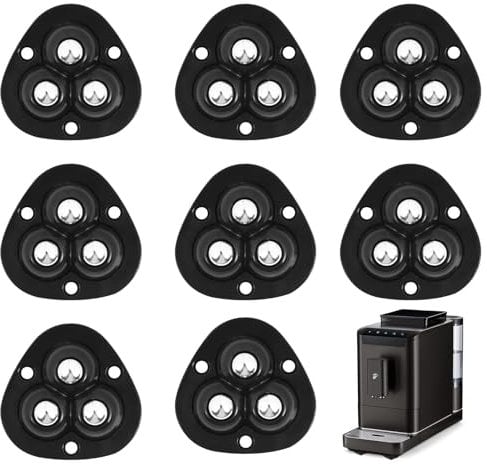 OFFCUP 8 Stück Kugelrollen Schwerlast Möbelrollen Flach Selbstklebende Rollenrad Kugelrollen für Möbel Universal 360 Grad Rollen für Transport von Möbel Küchenutensilien Elektrogeräte (Schwarz)
