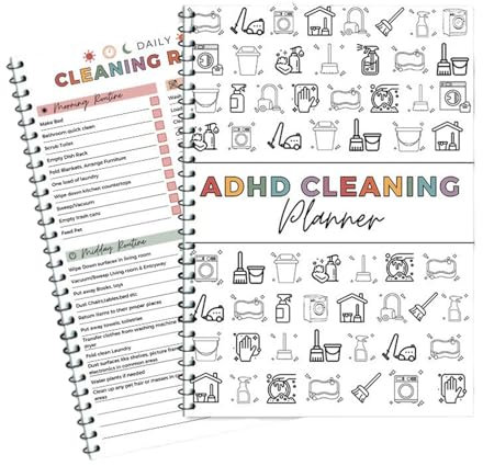 ADHD Cleaning Planner, Household Cleaning Checklist Book and Schedule, Chore Chart Notebook