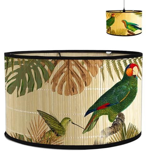 Stoff Lampenschirm aus Leinen | Handgefertigter Lampenschirm für Stehlampe, Hängelampe & Tischlampe | E27-Fassung | Blendfreies Licht Lampshade | Ø30cm x H20cm (Farbe-F)