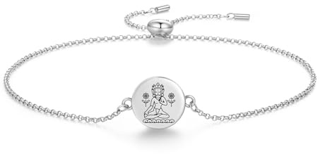 Buddhistische Götter Sita Tara, Totem-Symbol, spirituelles Siegel-Armband, 925er Sterlingsilber, verstellbare Kette, feiner Schmuck für Frauen
