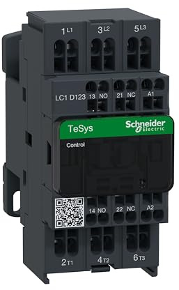 Schneider Electric LC1D123P7 Contactor 230V 50/60Hz, Tesys D Contactor - 3P(3 No) - Ac-3 - <= 440 V 12 A - 230 V Ac Coil