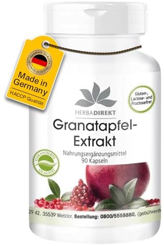 Warnke Health Products Extracto de granada con 40% de ácidos elágicos (90 cápsulas), paquete de 1 (1 x 54 g)