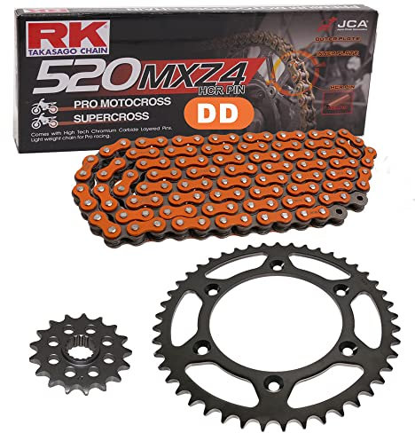 Kettensatz geeignet für KTM EXC 400 Racing 00-11 Kette RK DD 520 MXZ4 118 offen ORANGE 15/45