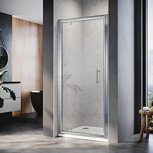 ELEGANT 900mm Pivot Hinge Shower Enclosure 6mm Glass Reversible Cubicle Door