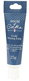 House of Cake 25g Gold Glitter Writing Icing | Ready To Use Straight From Tube, Freehand Shapes Dry In 4 Hours, Crush For Metallic Sprinkles